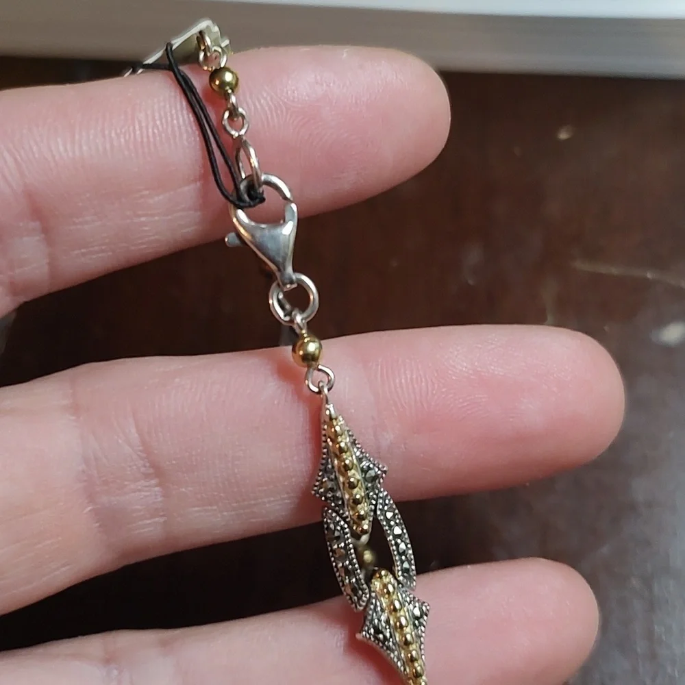 Judith Jack Bracelet Sterling Silver Marcasite Link Two Toned Bracelet!
